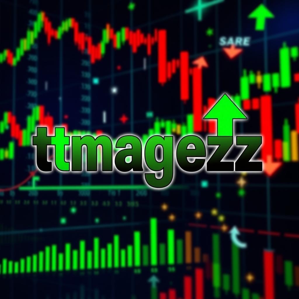 An artistic representation of trading featuring dynamic stock market graphs and candlestick charts in the background