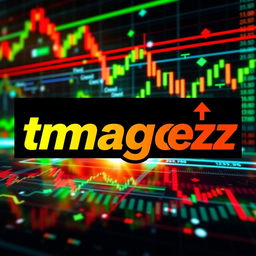 An artistic representation of trading featuring dynamic stock market graphs and candlestick charts in the background