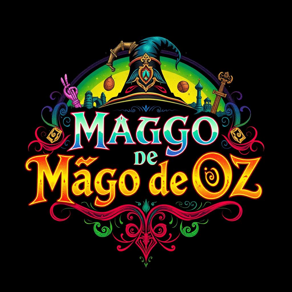 The logo of the Spanish rock band Mägo de Oz, featuring vibrant colors and intricate designs that capture the essence of the band's unique style