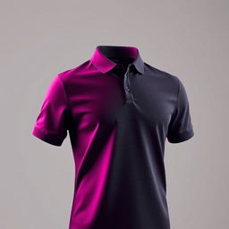 A stylish magenta black jersey polo shirt with a modern design, focusing on the texture and quality of the fabric