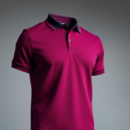A stylish magenta black jersey polo shirt with a modern design, focusing on the texture and quality of the fabric