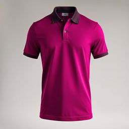 A stylish magenta black jersey polo shirt with a modern design, focusing on the texture and quality of the fabric