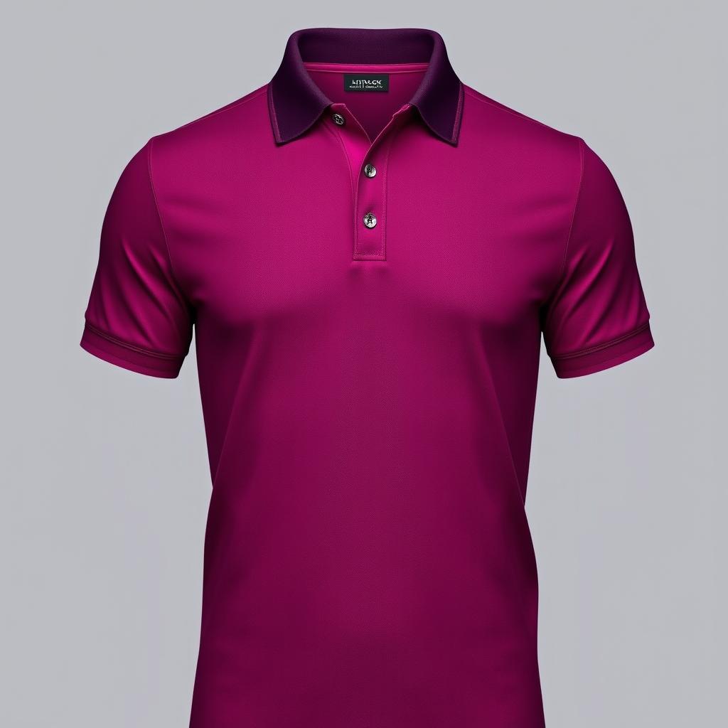 A stylish magenta black jersey polo shirt with a modern design, focusing on the texture and quality of the fabric