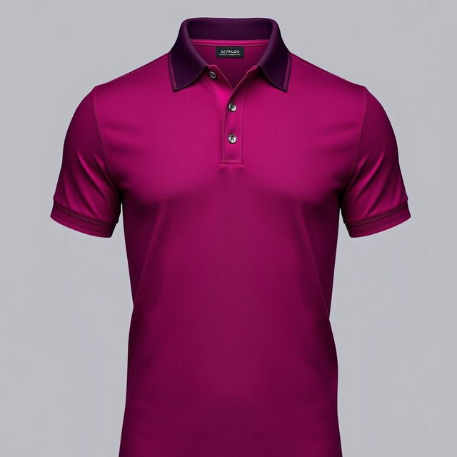 A stylish magenta black jersey polo shirt with a modern design, focusing on the texture and quality of the fabric