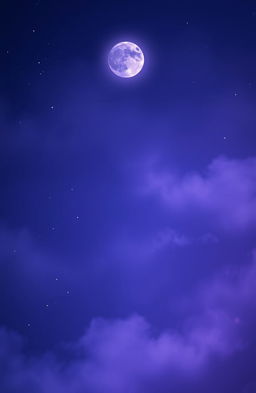 A cover featuring a deep blue midnight sky with subtle shades of purple, creating an ethereal and mysterious atmosphere