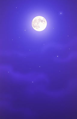 A cover featuring a deep blue midnight sky with subtle shades of purple, creating an ethereal and mysterious atmosphere