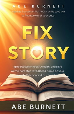 A self-help book cover titled 'Fix Your Story: Ignite Success in Health, Wealth, and Love When You Rewrite the Story of Your Past' by Abe Burnett