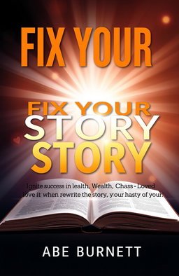 A self-help book cover titled 'Fix Your Story: Ignite Success in Health, Wealth, and Love When You Rewrite the Story of Your Past' by Abe Burnett