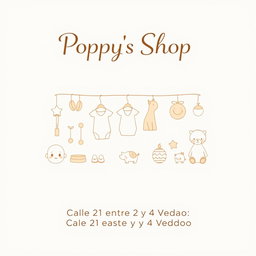 A promotional poster for a baby clothing store named "Poppy's Shop"