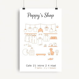 A promotional poster for a baby clothing store named "Poppy's Shop"