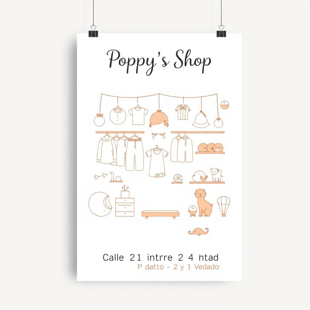 A promotional poster for a baby clothing store named "Poppy's Shop"