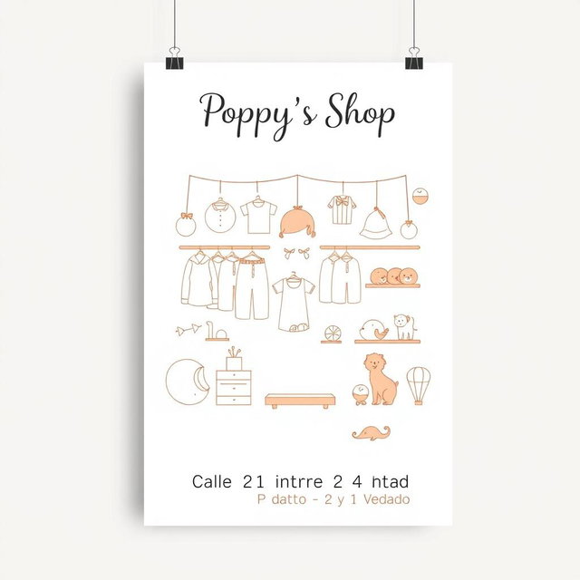 A promotional poster for a baby clothing store named "Poppy's Shop"