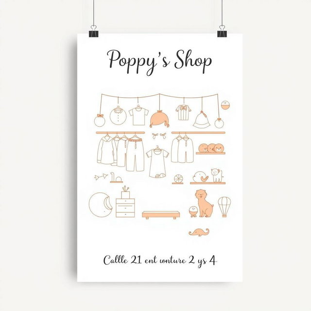 A promotional poster for a baby clothing store named "Poppy's Shop"