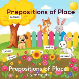 A vibrant and engaging illustration for children focusing on prepositions of place