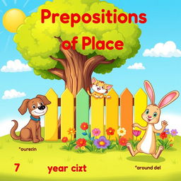 A vibrant and engaging illustration for children focusing on prepositions of place without any text