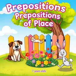 A vibrant and engaging illustration for children focusing on prepositions of place without any text