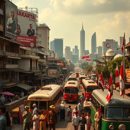 A vivid portrayal of Jakarta in 2024, remaining a colonial city under an extended foreign rule