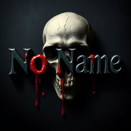 The words 'No Name' in bold, dripping with blood cascading down, set against an ominous background featuring a skull that adds a dark, eerie vibe