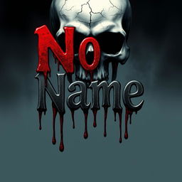 The words 'No Name' in bold, dripping with blood cascading down, set against an ominous background featuring a skull that adds a dark, eerie vibe