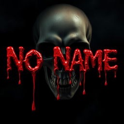 The words 'No Name' depicted in a dramatic blood dripping style, with realistic blood falling from the letters