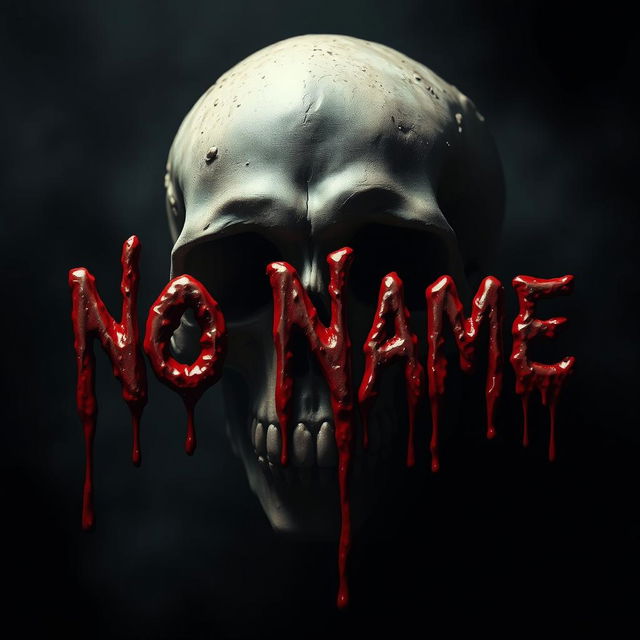 The words 'No Name' depicted in a dramatic blood dripping style, with realistic blood falling from the letters