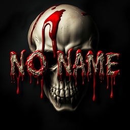 The words 'No Name' depicted in a dramatic blood dripping style, with realistic blood falling from the letters