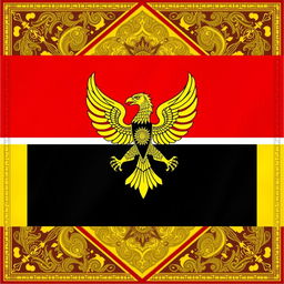 A vibrant representation of the flag of the Majapahit Republic, showcasing bold colors and intricate designs