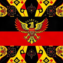 A vibrant representation of the flag of the Majapahit Republic, showcasing bold colors and intricate designs