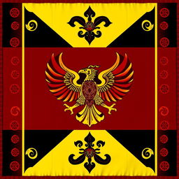 A vibrant representation of the flag of the Majapahit Republic, showcasing bold colors and intricate designs