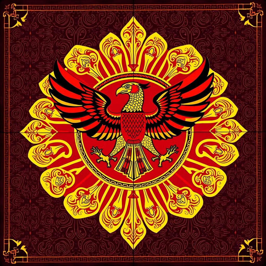 A vibrant representation of the flag of the Majapahit Republic, showcasing bold colors and intricate designs