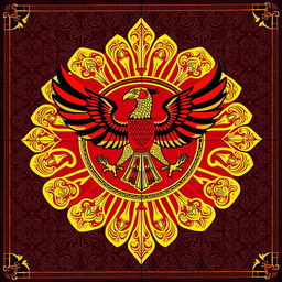 A vibrant representation of the flag of the Majapahit Republic, showcasing bold colors and intricate designs