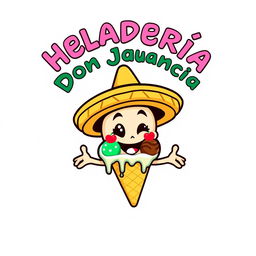 A humorous and colorful logo for an ice cream shop named ‘Heladería Don Juancho’