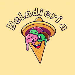 A humorous and colorful logo for an ice cream shop named ‘Heladería Don Juancho’