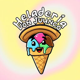 A humorous and colorful logo for an ice cream shop named ‘Heladería Don Juancho’