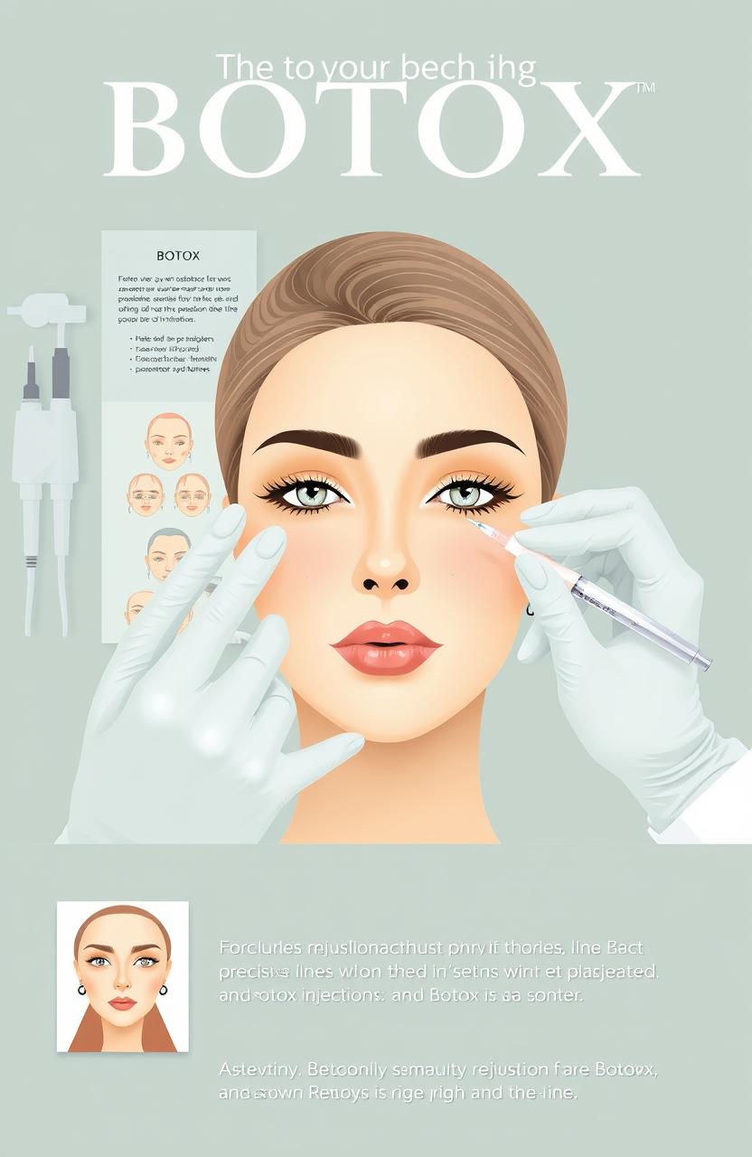 A sophisticated and informative illustration depicting the process of administering Botox injections