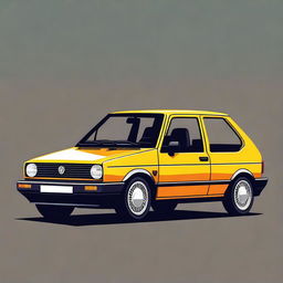 An image of a 1995 VW Golf, meticulously crafted in pixel art style