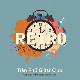 A vibrant and artistic poster design featuring a stylish clock symbolizing time and music notes that represent the theme of music