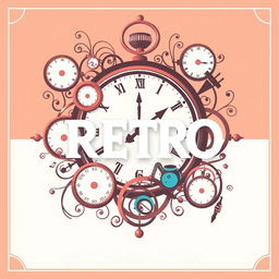 A creative and visually appealing poster design featuring intricate clocks intertwined with musical motifs, such as musical notes and instruments, symbolizing the connection between time and music