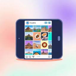 A sleek and modern digital illustration of a stylized Instagram interface showcasing the username 'ns_pana'