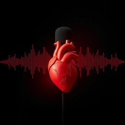 A dark background for a podcast scene featuring a high-quality podcast microphone