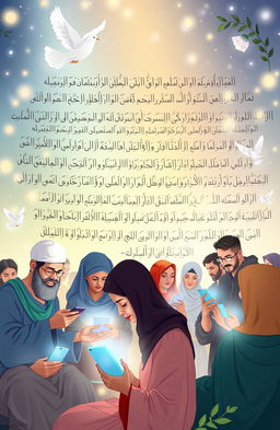 An illustration of a serene digital space where Sufi teachings are shared on social media