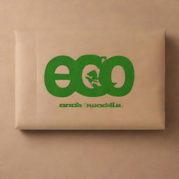 A high-quality digital art image of an eco-friendly label design on raw cardboard