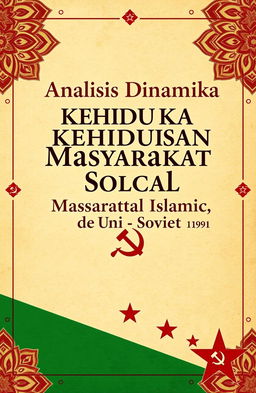 A book cover design for a scholarly work titled 'Analisis Dinamika Kehidupan Sosial Masyarakat Islam di Uni Soviet (1922-1991)'