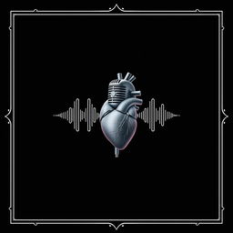 A dark background designed for a podcast, featuring a podcast microphone prominently in the center