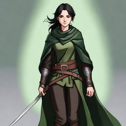 A high-quality digital art image depicts a tall, thin teenage female ranger with a radiant smile, set in a medieval theme