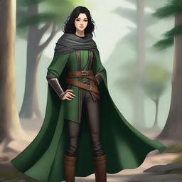 A high-quality digital art image depicts a tall, thin teenage female ranger with a radiant smile, set in a medieval theme