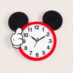 A fun and playful wall clock designed in the shape of Mickey Mouse's face