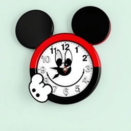 A fun and playful wall clock designed in the shape of Mickey Mouse's face