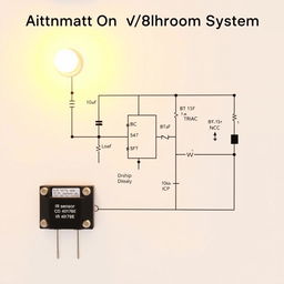 Create a detailed circuit diagram for an Automatic On/Off Washroom Light System