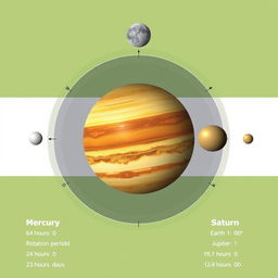 | Planet          | Rotation Period    | Revolution Period  | Number of Natural Satellites | Rotation Angle | Rotation Direction | Average Distance from Sun (AU) |
|------------------|---------------------|---------------------|------------------------------|----------------|--------------------|----------------------------------|
| Mercury          | 58